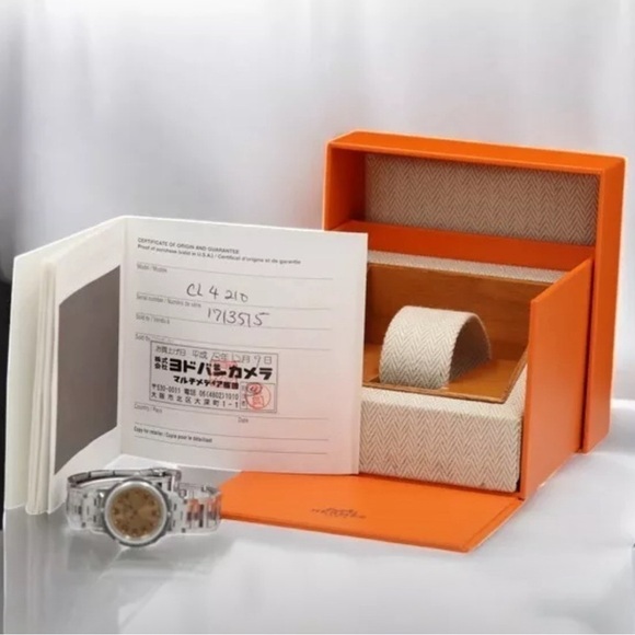 Hermes Jewelry - Hermes Silver and Tan Jewelry Watch with Stainless Steel Case. Clipper CL4 210
